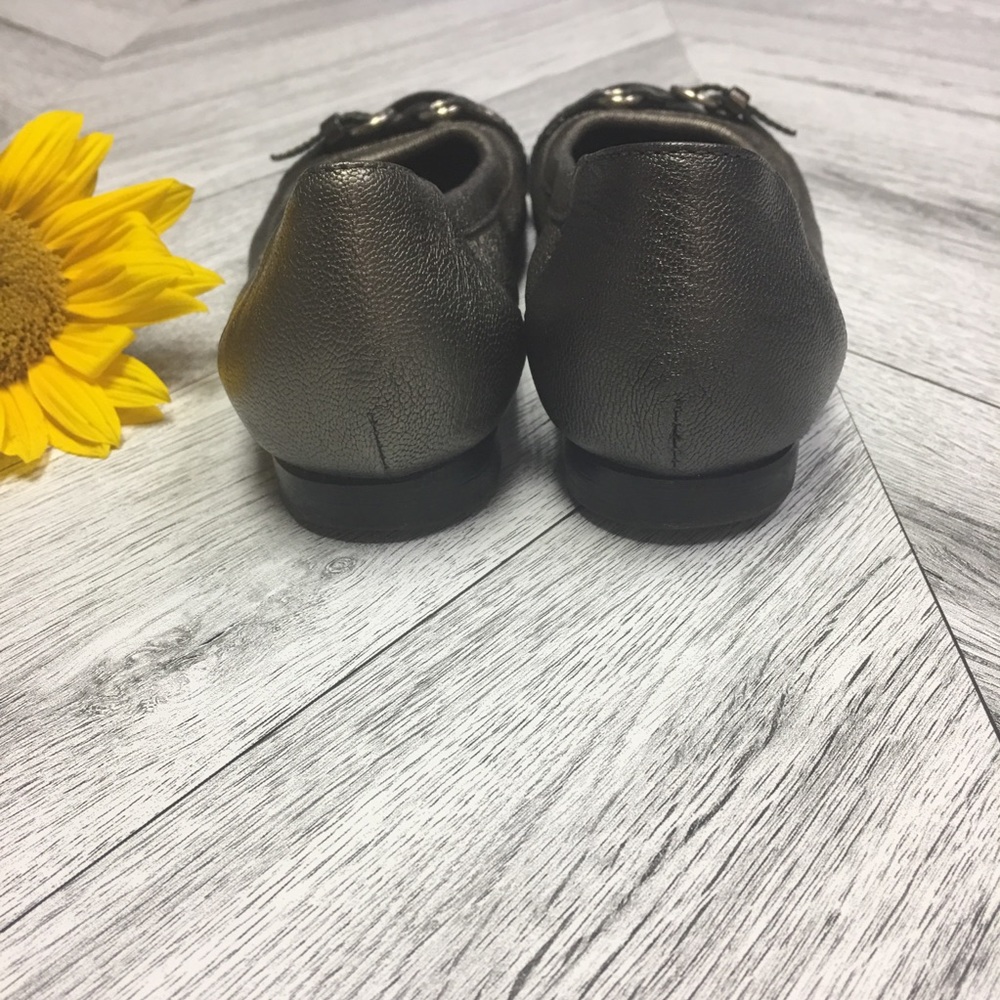 AGL | Black Pewter Cap Toe Buckle Ballet Flats 5.5 - Picture 3 of 6